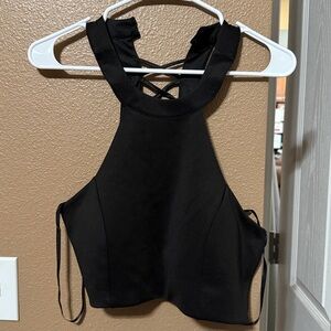 🥳 7/$10!! Black Halter Crop Top